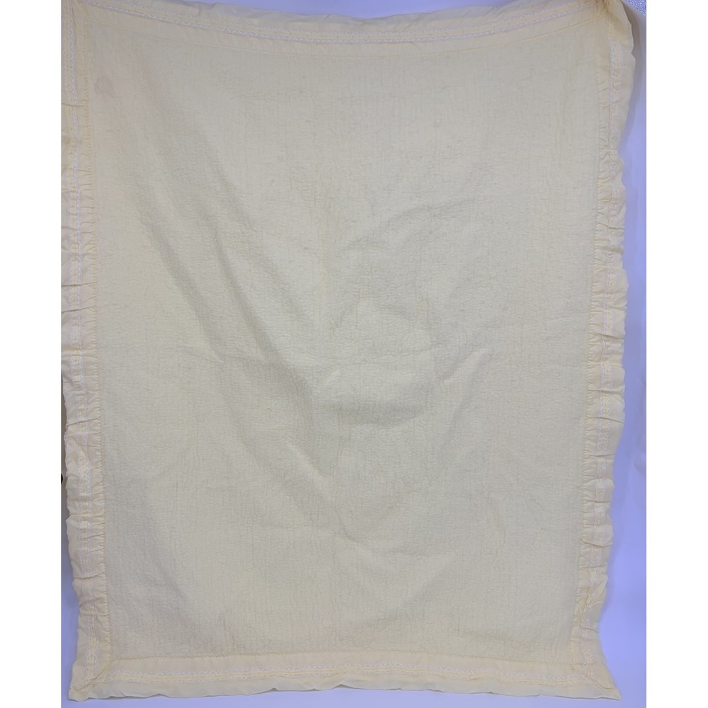 Vintage North Star Woolen Mills Yellow Fleece Satin Edge Baby Blanket 50" x 42"